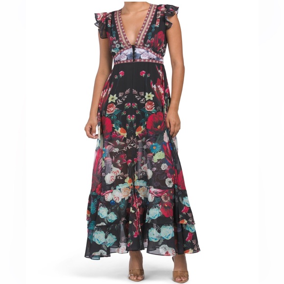 Dalia Macphee | Dresses | Last Piecedalia Macphee Floral Maxi Dress ...